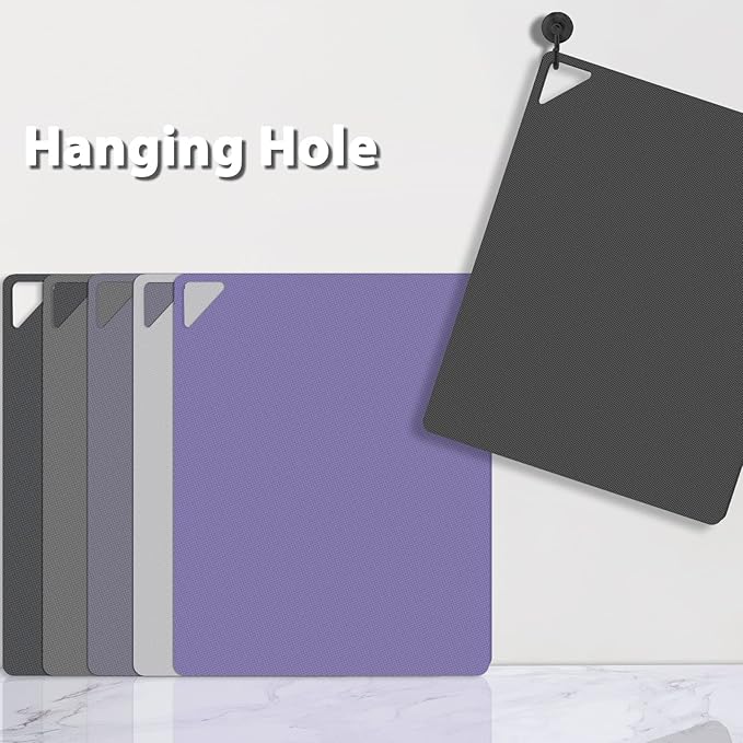 WK Flexible Plastic Cutting Boards for Kitchen, Cutting Board Mats Set of 5, Nonslip Cutting Board for Meat, Thin Cutting Sheets with Hole, Dishwasher Safe, BPA Free, 14.5x11.5" - Image 6