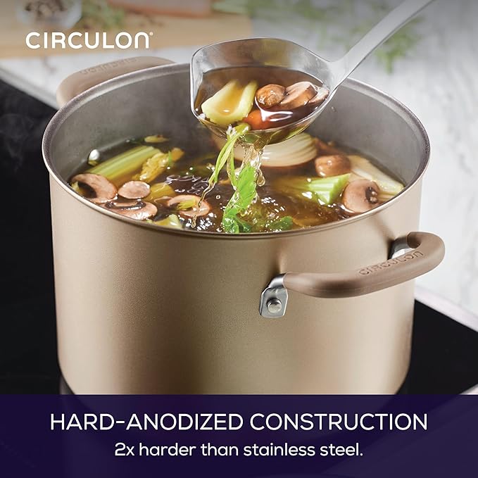 Circulon Premier Professional Hard Anodized Nonstick Cookware Induction Pots and Pans Set, 8 Piece - Bronze - Image 3