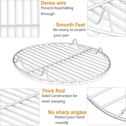 P&P CHEF Round Cooking Rack, 3 Pcs Stainless Steel Baking Cooling Steaming Grilling Rack, Fits Air Fryer/Stockpot/Pressure Cooker/Round Cake Pan, Oven & Dishwasher Safe (7.5 Inch) - Image 3