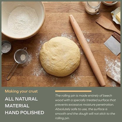 Muso Wood Wooden French Rolling Pin for Baking, Beech Wood Tapered Rolling Pin for Fondant Pie Crust Cookie Pastry(French 15.75-Inch) - Image 4