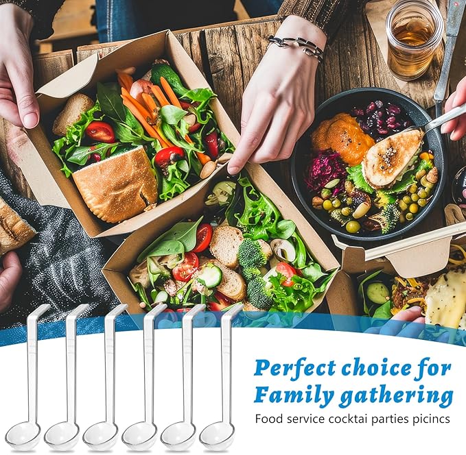 20 PCS 1 oz Plastic Soup Ladle with 7 Inches Long Handle, Mini Ladle Spoon for Serving Salad Dressings Punch Bowl Sauces and Toppings（Transparent）