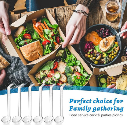 20 PCS 1 oz Plastic Soup Ladle with 7 Inches Long Handle, Mini Ladle Spoon for Serving Salad Dressings Punch Bowl Sauces and Toppings（Transparent）