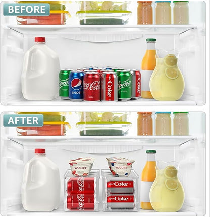 Sorbus Soda Can Organizer for Refrigerator Stackable Can Holder Dispenser with Lid for Fridge, Pantry, Freezer – Holds 12 Cans Each, BPA-Free, Clear Design, (2-Pack) - Image 5