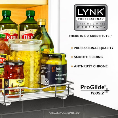LYNK PROFESSIONAL® Pull Out Spice Organization for Cabinets - 10-3/8 inch Wide – Spice Rack for Inside Cabinets, Slide Out Spice Rack Organizer for cabinet – Pull Out Spice Rack, Sliding 1 Tier Chrome - Image 2