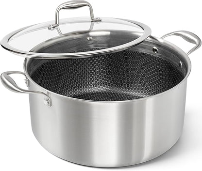 MICHELANGELO Tri-ply Stainless Steel Stock Pot, Heavy Duty Stockpot with Lid, Nonstick Cooking Pot with Honeycomb Interior, Induction Ready, 10 Quart by Michelangelo