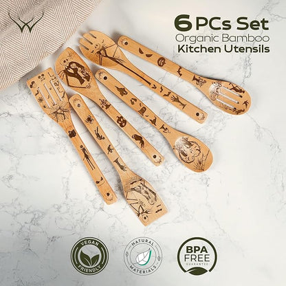 Nightmare Wooden Spoons for Cooking Before Christmas - Wooden Utensil Set with Spatulas & Spoons, Heat-Resistant, Eco-Friendly Kitchen Utensils for Non-Stick Cookware - Image 7