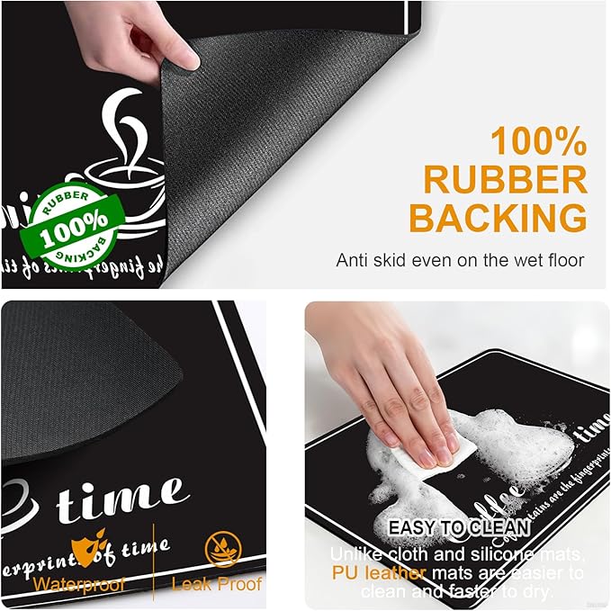 Dish Drying Mats for Kitchen Counter, Waterproof Coffee Mat for Countertop, Under Sink Mats, Coffee Bar Mat Accessories