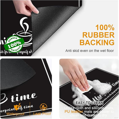 Dish Drying Mats for Kitchen Counter, Waterproof Coffee Mat for Countertop, Under Sink Mats, Coffee Bar Mat Accessories
