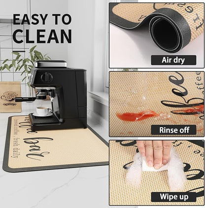 HotLive Coffee Mat - Absorbent Hide Stain Rubber Backed Dish Drying Mat for Kitchen Counter - Bar Mats for Countertops Accessories Fit Under Coffee Maker Espresso Machine - Image 4