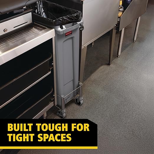 Rubbermaid Commercial Products Slim Jim Plastic Rectangular Trash/Garbage Can with Venting Channels, 23 Gallon, Gray - Image 6