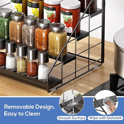 Spice Rack Organizer for Cabinet, 4 Tiered Spice Rack Organizer, Tiered Adjustable Spice Shelf for Kitchen Countertop Organization, Bright Black - Image 5