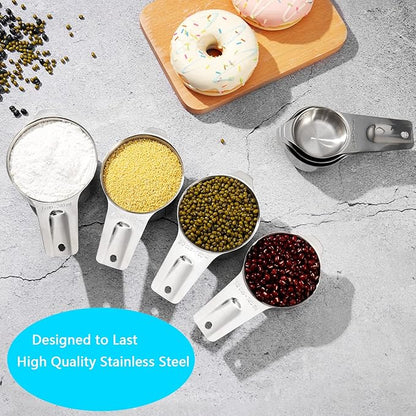 AIKEXIN 20-Piece Measuring Cups and Spoons Set, Nesting Stainless Steel Measuring Cups Spoons with Plastic Measuring Cup for Dry and Liquid Ingredients, Kitchen Cooking & Baking Gadgets - Image 5