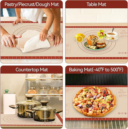 HOTEC Silicone Baking Mat - 26x16 Thickened Pastry Dough Mat with Measurement Non-Stick For Dough Rolling, Bread, Oven Liner, Kitchen Counter, Fondant/Pie Crust - Image 6