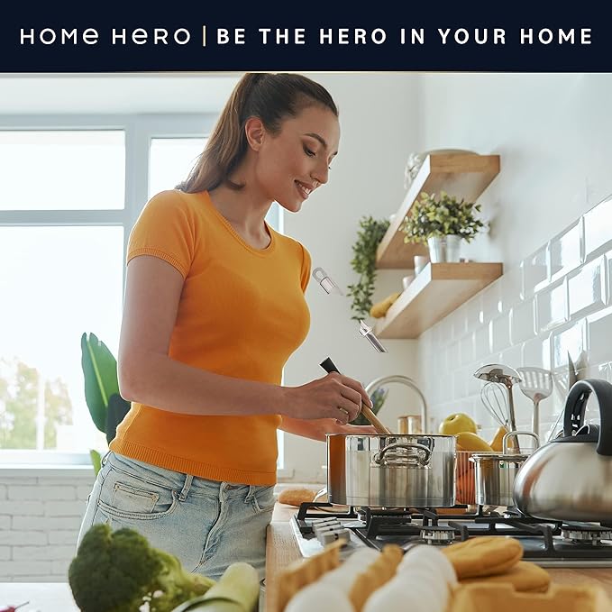 Home Hero 32-Piece Stainless Steel Kitchen Utensil Set - Heat-Resistant Nonstick Silicone Tools - Durable Stainless Steel Cooking Tools - Measuring Cups & Spoons with Holder - 32 Pc, Silver - Image 7