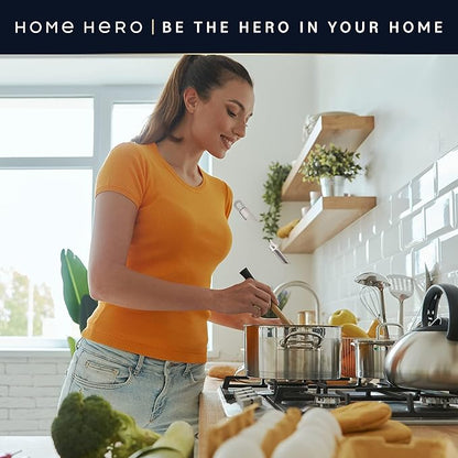 Home Hero 32-Piece Stainless Steel Kitchen Utensil Set - Heat-Resistant Nonstick Silicone Tools - Durable Stainless Steel Cooking Tools - Measuring Cups & Spoons with Holder - 32 Pc, Silver - Image 7