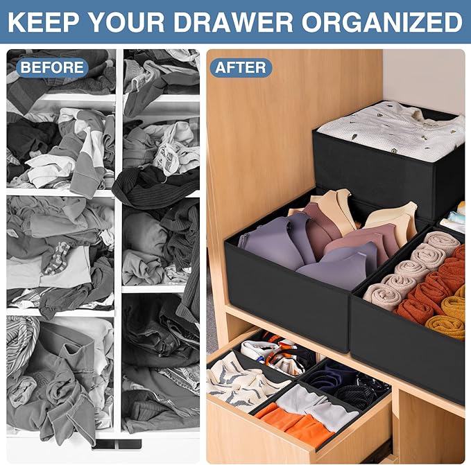 Criusia Drawer Organizer Clothes 12 Pack - Odorless Closet Organizers and Storage for Sock Underwear Bra - Dresser Organizador for Bedroom Organization -Nursery Drawer Divider Trays for Baby Clothes - Image 2