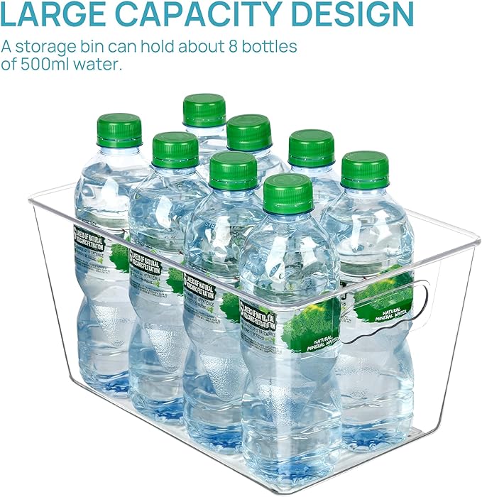Vtopmart Clear Plastic Storage Bins, 6 PCS Pantry Organizer Bins with Handle for Refrigerator, Fridge, Cabinet, Kitchen, Countertops, Cupboard, Freezer Organization and Storage, Large - Image 3