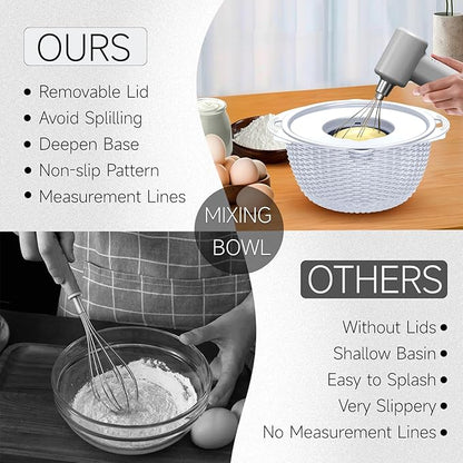 4-1 Strainer with Bowl Set - Rotatable Colander for Kitchen(Patented) - Strainers and Colanders - Pasta Strainer with New Upgraded Graters for Fruit Veggie Fun Kitchen Presents - White - Image 5