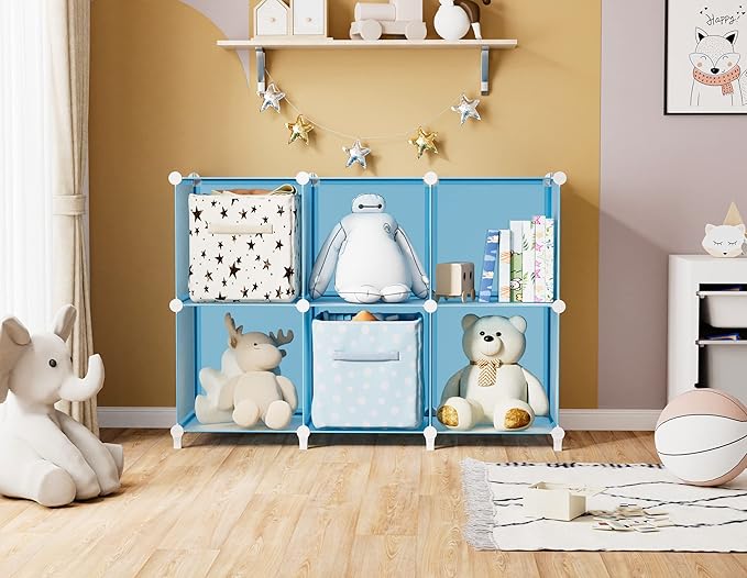 Portable Closet 6 Cube Closet Organizer and Storage Shelf Bookcase with Metal Hammer, Organizer Cabinet for Kids, Bedroom, Bathroom - Image 6