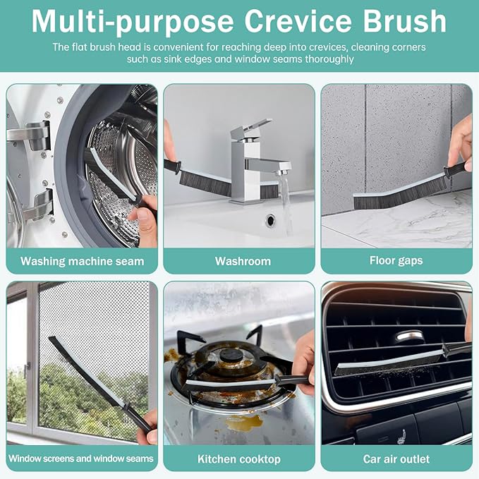 Crevice Cleaning Brush，Hard-Bristled Grout Brush，2026 New Multifunctional Gap Cleaning Brush Tool，Dead Corners Brushes for Bathroom Kitchen Tiles Window Door Slots，5pcs - Image 3