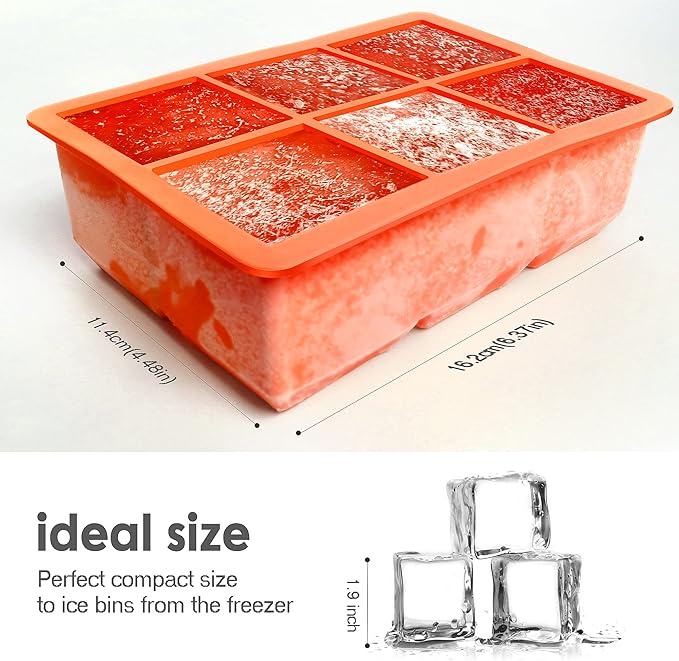 Excnorm Silicone Ice Cube Trays 3 Pack - Large Size Silicone Ice Cube Molds with Leak Proof Removable Lid Square Ice Cube Tray And BPA Free for Cocktail,Whiskey, Stackable Flexible Ice - Image 3