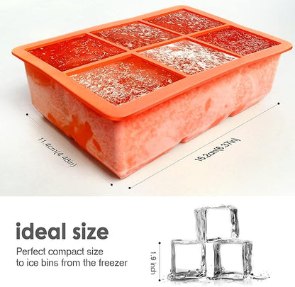 Excnorm Silicone Ice Cube Trays 3 Pack - Large Size Silicone Ice Cube Molds with Leak Proof Removable Lid Square Ice Cube Tray And BPA Free for Cocktail,Whiskey, Stackable Flexible Ice - Image 3