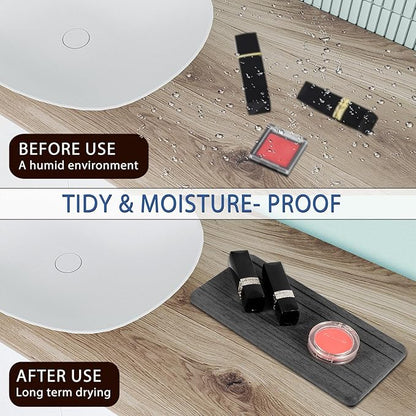 2PCS Water Absorbing Stone Tray, Quick Drying Diatomite Stone Sink Tray, Water Absorbent Diatomite Coasters for Kitchen Sink, Bathroom Counter Hand Soap Dish Toothbrush Holders - Image 3