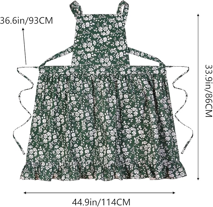 Pinknoke Vintage Pinafore Apron Dress for Women with Pockets Cute Floral Chef Aprons for Kitchen Cooking Baking Gardening - Image 6