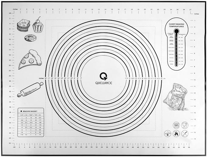 Silicone Pastry Mat - Non-Slip with Measurement Baking Mat for Fondant/Rolling Dough/Pie Crust/Pizza and Cookies - Oven Liner/Counter Mat/Kneading Mat,24" x 32", Black by WelcometoQuellance
