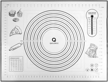 Silicone Pastry Mat - Non-Slip with Measurement Baking Mat for Fondant/Rolling Dough/Pie Crust/Pizza and Cookies - Oven Liner/Counter Mat/Kneading Mat,24" x 32", Black by WelcometoQuellance