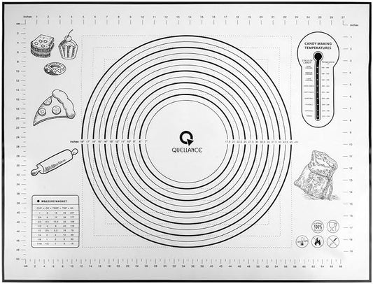 Silicone Pastry Mat - Non-Slip with Measurement Baking Mat for Fondant/Rolling Dough/Pie Crust/Pizza and Cookies - Oven Liner/Counter Mat/Kneading Mat,24" x 32", Black by WelcometoQuellance