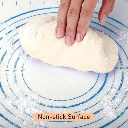 Silicone Pastry Mat with Measurement, Baking Mat for Fondant, Rolling Dough, Pie Crust, Pizza and Cookies, Fondant Mat,16" x 24", Blue - Image 3