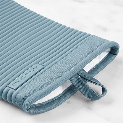 KITCHENAID Ribbed Soft Silicone Oven Mitt 2-Pack Set, 7.5"x13", Fog Blue - Image 5