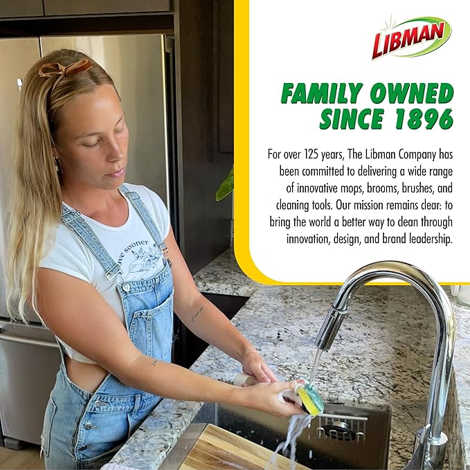 Libman Dishmatic I-Stand Dish Wand Kit, Kitchen Cleaning Scrub Brush with Handle and Soap Dispenser for Scrubbing and Washing Dishes, Refillable Standing Dispensing Scrubber Brushes, 3 Sponge Refills - Image 6