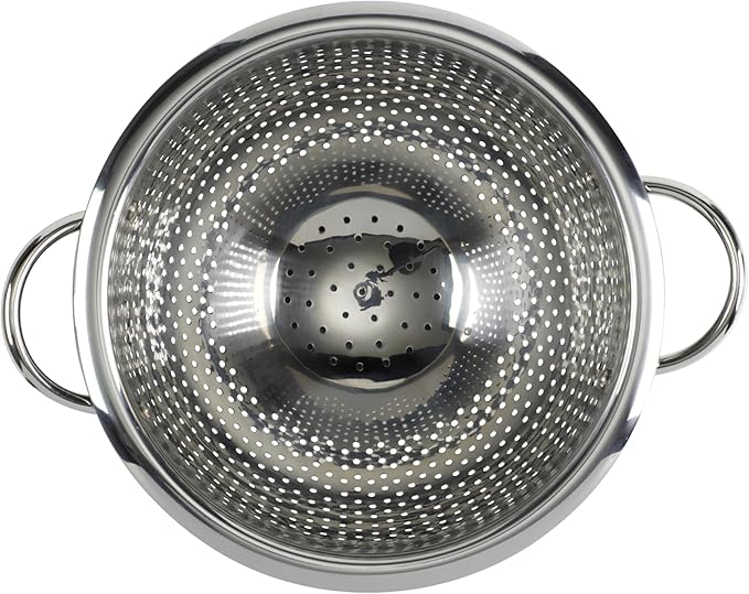 GoodCook Gourmet Colander, 5qt capacity, Stainless Steel with Handles and Elevated Pedestal Foot, Bold Black - Image 2