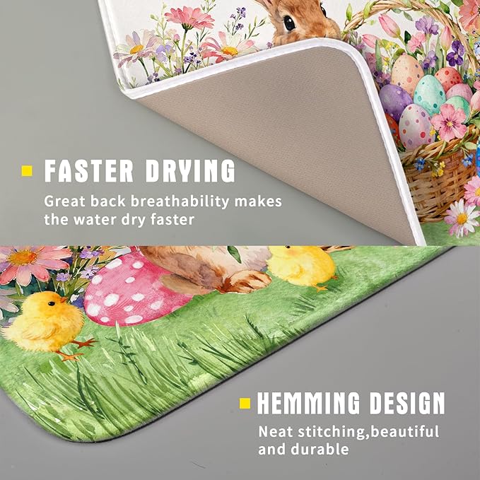 Spring Easter Dish Drying Mat for Kitchen Counter Colorful Egg Holiday Decoration Cloth Dish Mats Small - Image 3