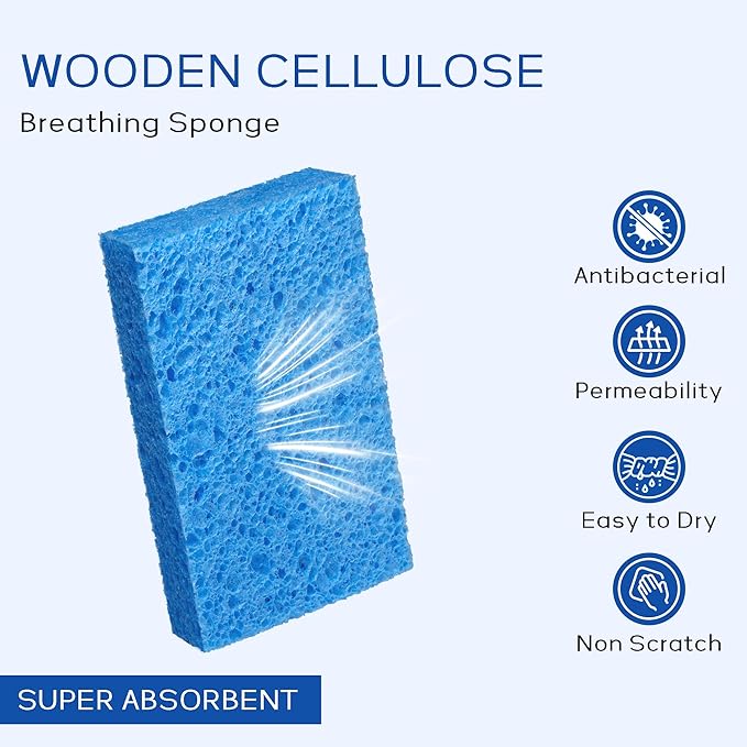 ARCLIBER Cellulose Sponges,Heavy Duty Scrub Kitchen Sponge No Scratching,Pop Up Eco DIY (6 Pack) - Image 3