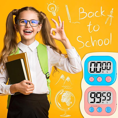 ZILLEEN Classroom Timer for Kids Teachers 6 Pack Digital Timers, Blue & Pink - Image 6