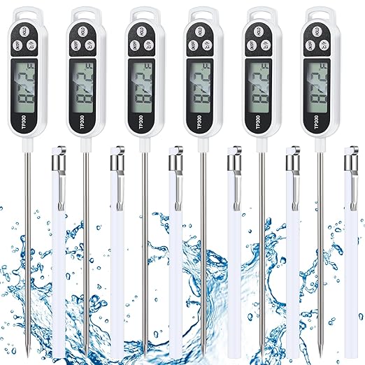 Copkim Meat Food Thermometer Food with Probe Water Liquid Instant Read Digital Thermometer Kitchen Cooking Supplies for Cooking BBQ Milk Yogurt(White)