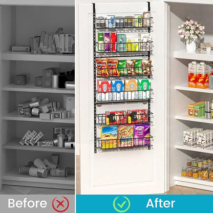 ElegantArray 6-Tier Pantry Door Oragnizer, Over The Door Pantry Organizer Rack and Storage, Hanging Spice Rack Shelves Door, Home Office Laundry Room Bathroom & Kitchen Organization Essentials Metal - Image 3