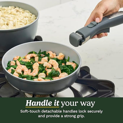 Cuisinart 13-Pc, ClickSmart Nonstick Detachable Handle Ceramic Cookware, Pots and Pans Set, Stackable Space-Saving Design, Compatible with All Stovetops, Induction & Oven Safe, PURELYCERAMIC - Image 6