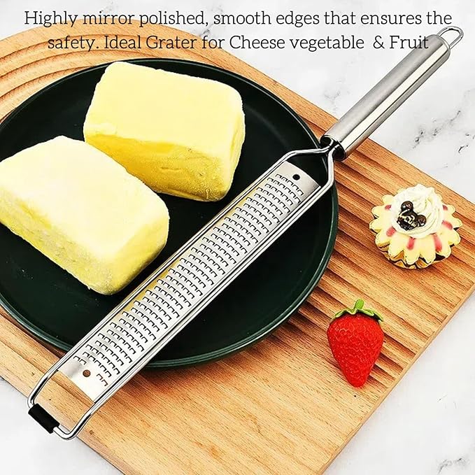 13.5 inch Lemon Zester, 304 Stainless Steel Cheese Grater, Kitchen Tool Metal Zester for Vegetable Fruits, Ginger, Garlic, Nutmeg, Chocolate, Citrus, Lime Zesters & Grater. - Image 3