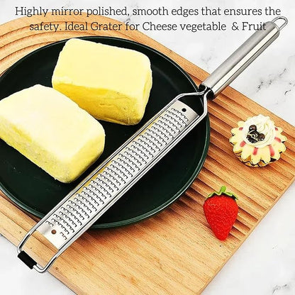 13.5 inch Lemon Zester, 304 Stainless Steel Cheese Grater, Kitchen Tool Metal Zester for Vegetable Fruits, Ginger, Garlic, Nutmeg, Chocolate, Citrus, Lime Zesters & Grater. - Image 3