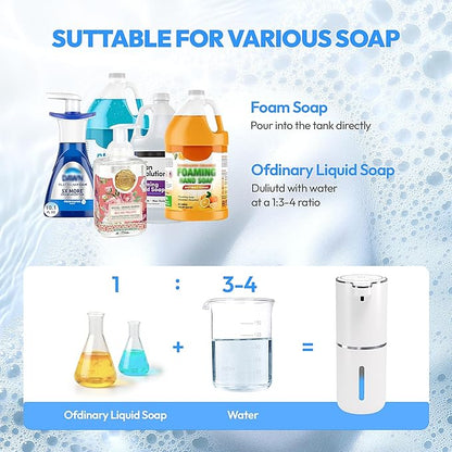 2 Pack Automatic Foaming Soap Dispenser,Touchless Foam Soap Dispenser,12.8oz Rechargeabled Wall Mounted Smart for Bathroom and Kitchen Dish Soap,Easy for Toddlers(White) - Image 5