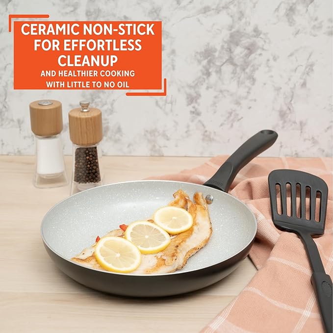 IMUSA 9.5" Premier Ceramic Nonstick Fry Pan with Cool Touch Handle, Matte Black - Image 4