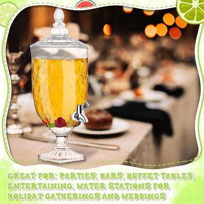 Bokon 2 Pieces Drink Dispensers for Parties Crystal Iced Beverage Dispenser with Stand and Spigot, Glass Liquid Containers Wide Mouth Beverage Server for Juice Tea Wedding(Delicate) - Image 6