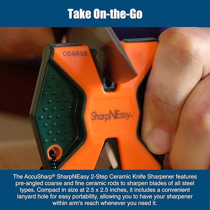 AccuSharp 2-Step Coarse and Fine Rods Knife Sharpener, Hones, Restores & Sharpens Kitchen Knives and All Types of Blades, Keychain Pull Through Knife Sharpener, Blaze Orange - Image 4