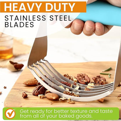 Spring Chef XL Dough Blender Tool For Baking, Heavy Duty Pastry Blender, Stainless Steel Pastry Cutter with Durable Blades, Dough Mixer, Butter Cutter for Easy Mixing, Dishwasher Safe - Aqua Sky - Image 3