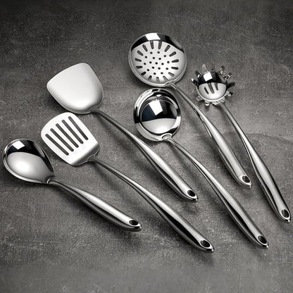 304 Stainless Steel Cooking Utensils Set, 11 PCS Long Large Metal Cooking Utensil Tools Set, Mirror Polished Kitchen Gadget Cookware and Kitchen Tool Set, Dishwasher Safe