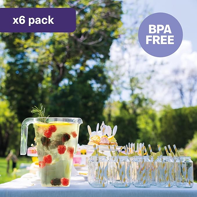 MATANA 6 Pack Clear Water Pitchers - 52 oz Plastic Beer Pitcher with Handle for Drinks, Juice, Lemonade, Beverages - BPA-Free Iced Tea Pitcher for Fridge, Home, Party, Event - Image 8